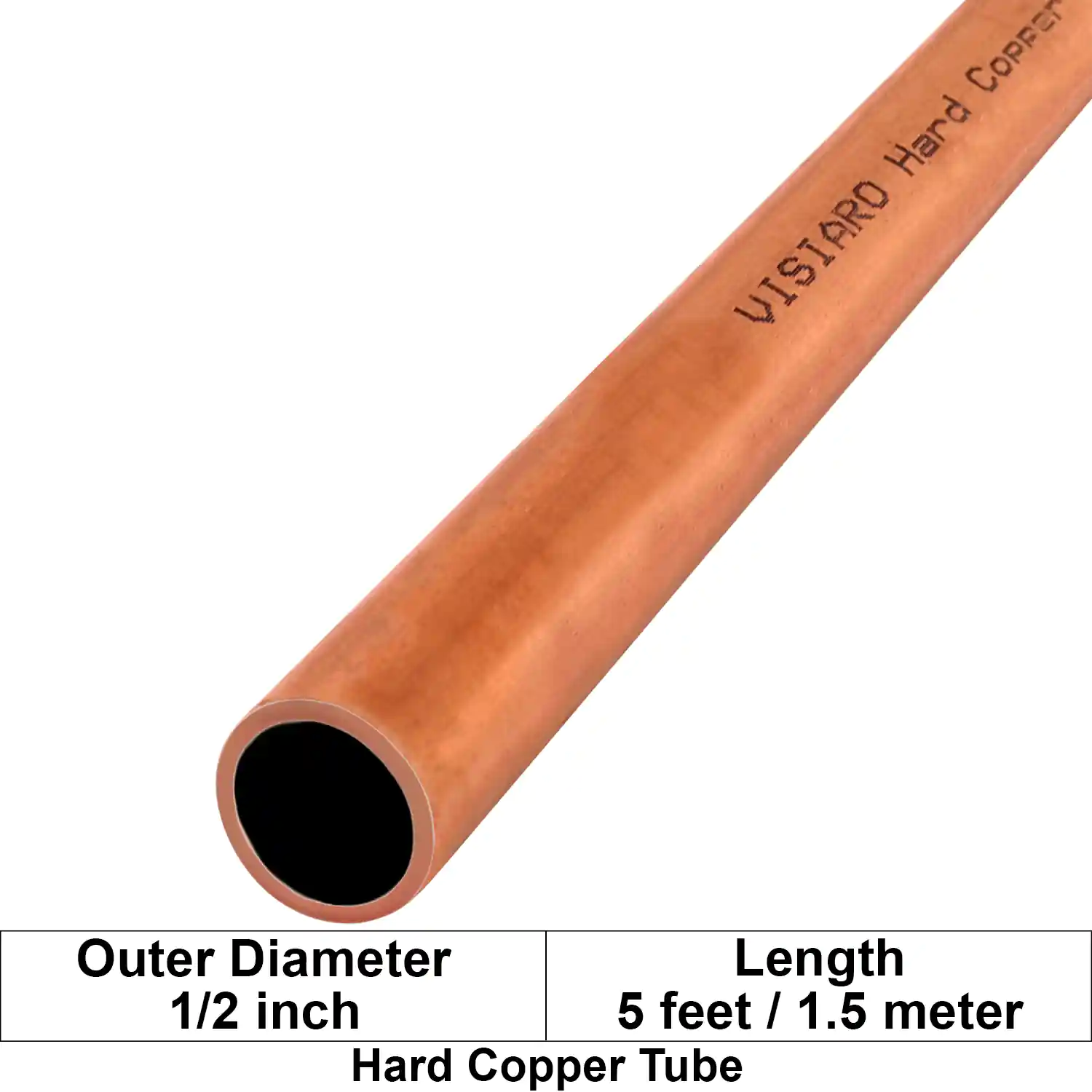 Visiaro Hard Copper Tube 5 feet long Outer Diameter - 1/2 inch