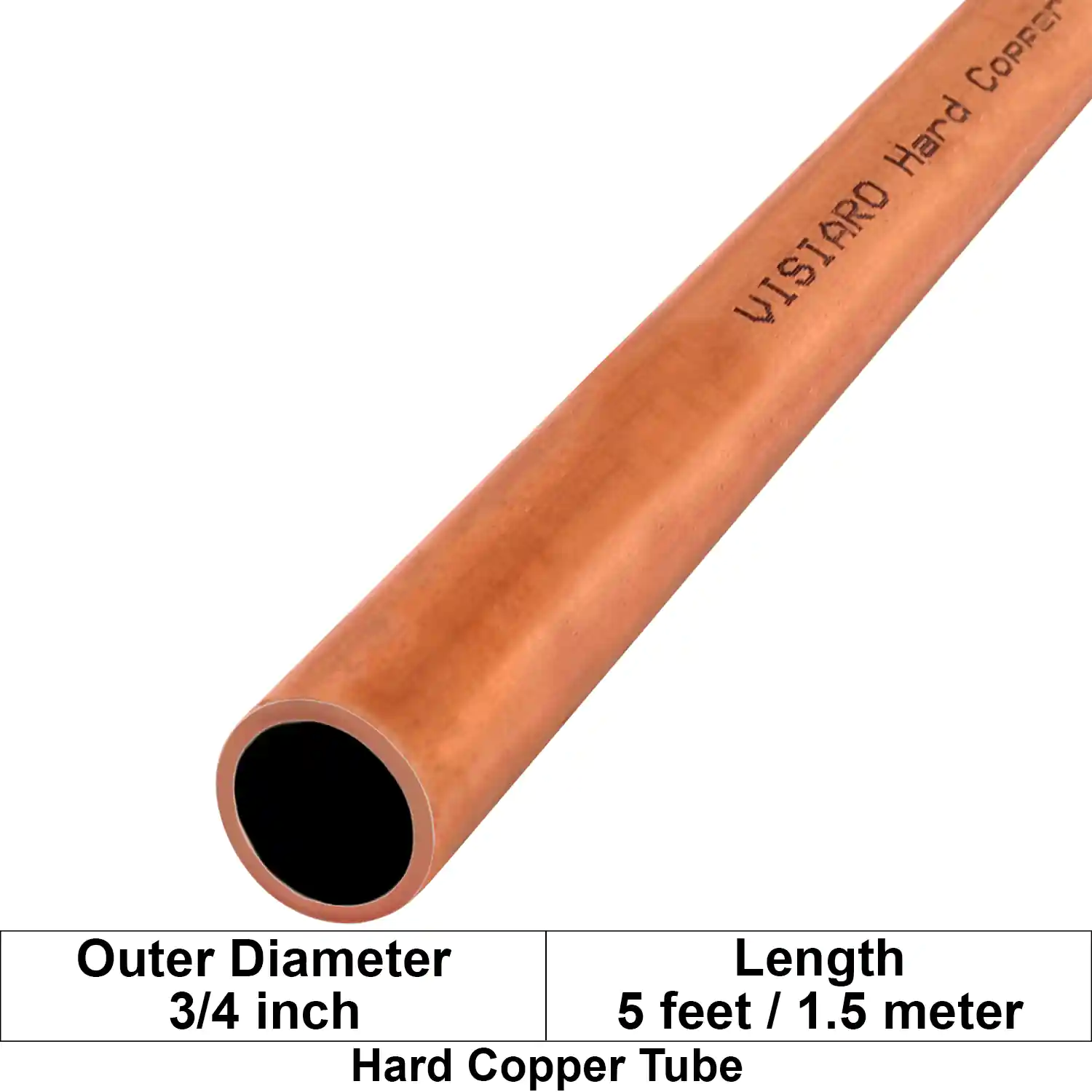 Visiaro Hard Copper Tube 5 feet long Outer Diameter - 3/4 inch