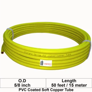Visiaro Yellow PVC Coated Soft Copper Tube coil with OD 15.875mm 15mtr 50feet
